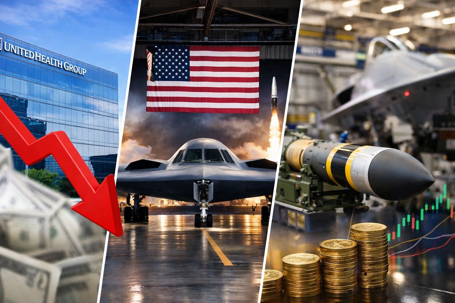 “UnitedHealth stock down, Northrop Grumman and RTX rising in global market scene”