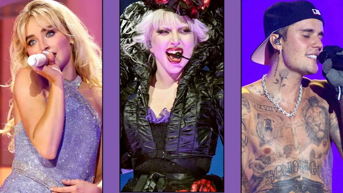 “Lady Gaga, Justin Bieber, and Sabrina Carpenter performing on stage at the 68th Grammy Awards 2026 in Los Angeles”