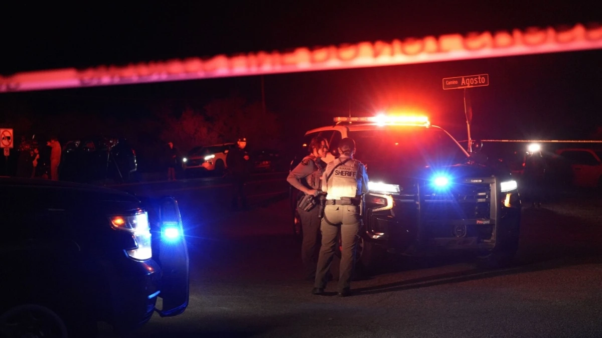 Police vehicles stationed in Rio Rico, Arizona during investigation into Nancy Guthrie disappearance.