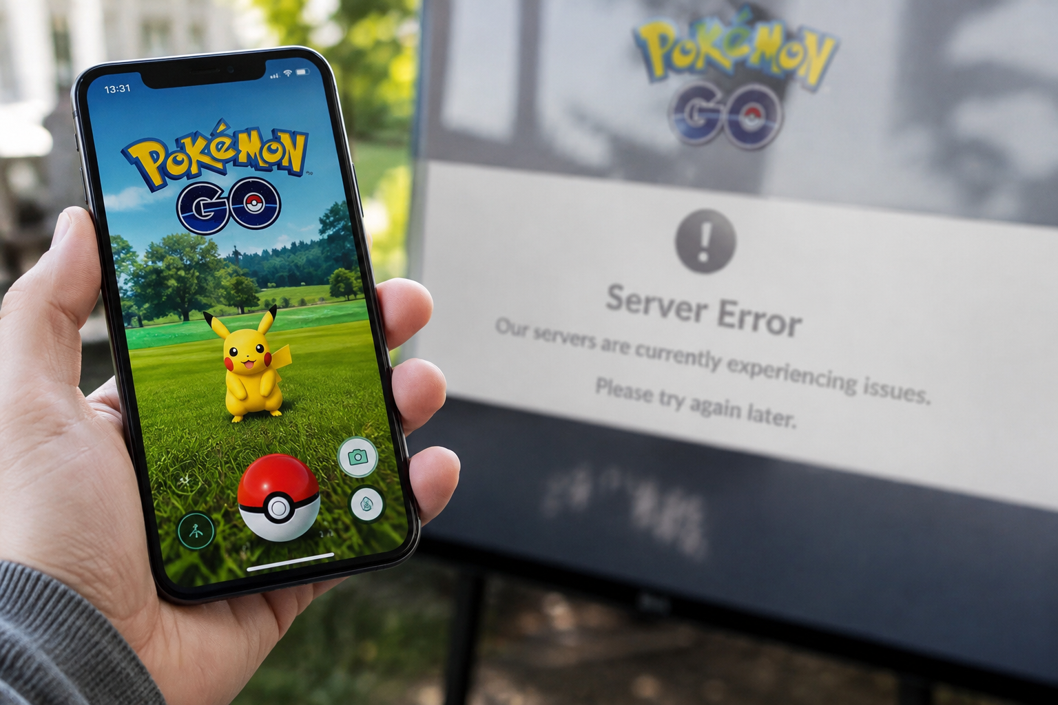 Pokémon GO outage affecting thousands of players, with game launch problems reported on Downdetector.