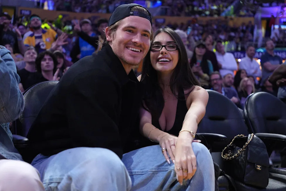 Madison Beer celebrates Justin Herbert’s first touchdown pass of the season at the Chargers vs. Cardinals game