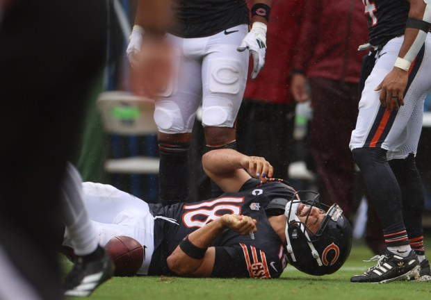 Caleb Williams injury as Bears quarterback is carted off after suffering a hamstring injury against the Vikings
