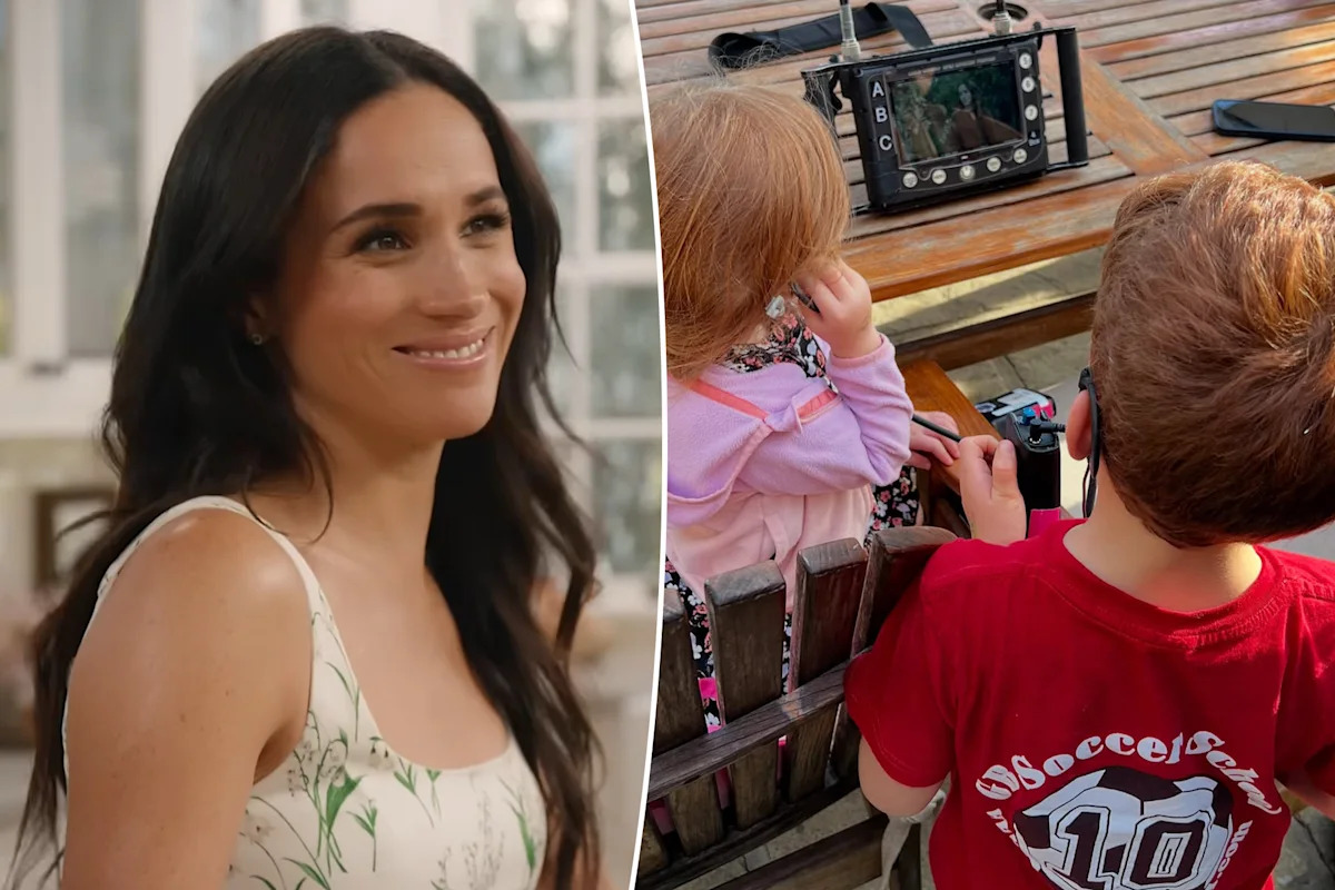 Meghan Markle shares a rare glimpse of Prince Archie and Princess Lilibet enjoying country life in the UK with their dog Pula.