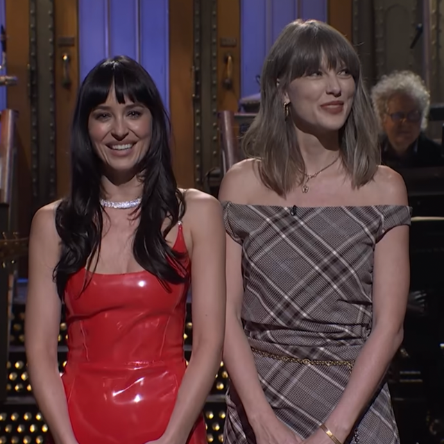 Taylor Swift joins Dakota Johnson during her SNL monologue in a surprise cameo